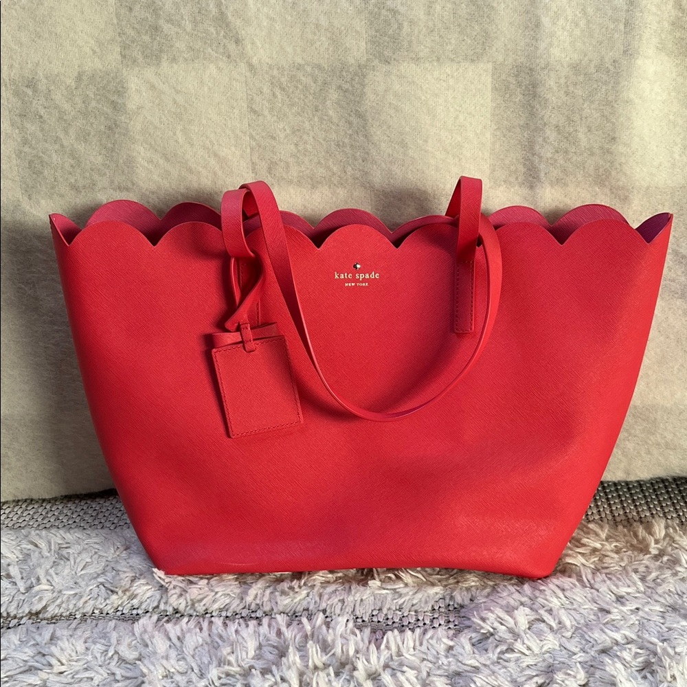 Kate Spade Scallop Edge Leather Tote Bag – Hot Pink